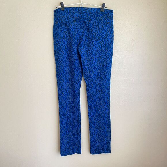 Miley Cyrus Max Azria Size 11 Blue Leopard Print Skinny Jeans Pockets 2000s - Picture 3 of 5